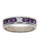 Amethyst and Diamond Band in White Gold
